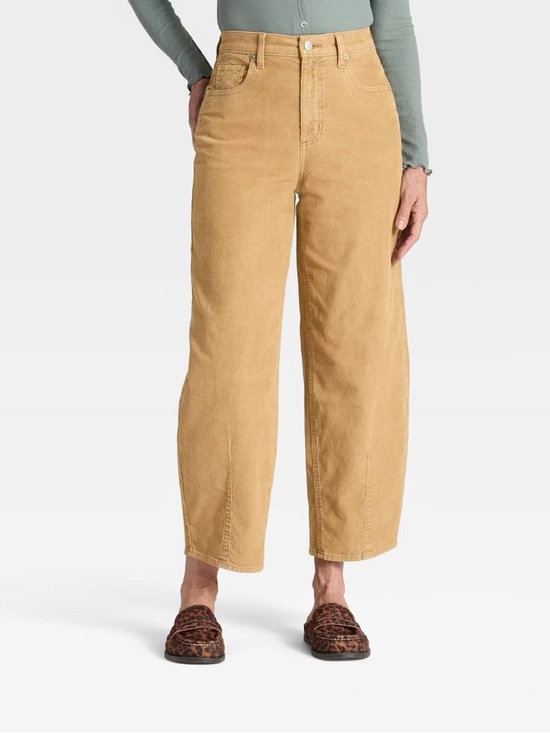 Universal Thread Pants - Women's High-Rise Corduroy Barrel Jeans - Universal Thread Tan 2